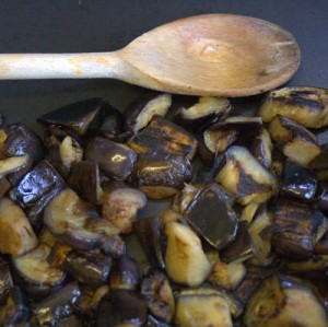 cooked aubergines for Caponata
