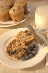 Wheat biscuit and blueberry muffins plated