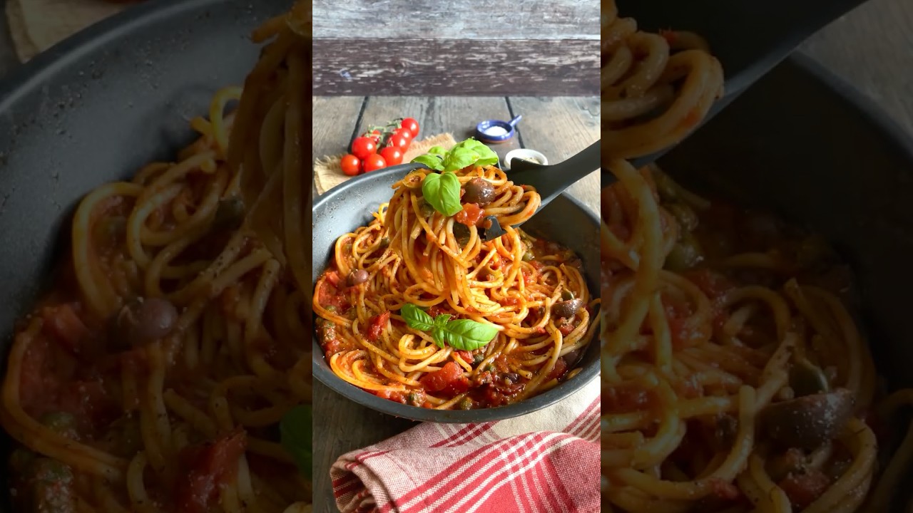 Easy One Pot Pasta Puttanesca #shorts  #recipe