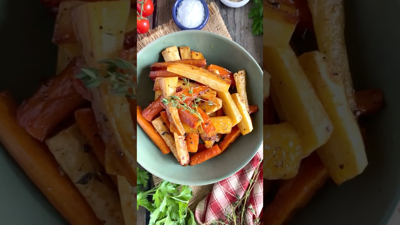 Honey roasted carrots & parsnips #shorts #recipe