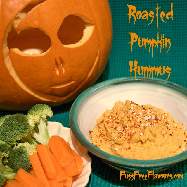 Roasted Pumpkin Hummus - perfect for Halloween