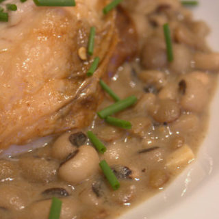 Harissa Roast Chicken with beans and lentils