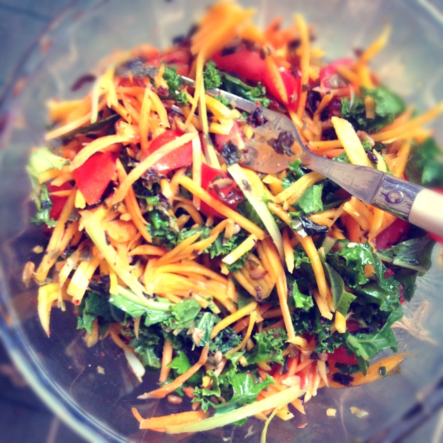 Vegetable Salad with miso dressing and seaweed