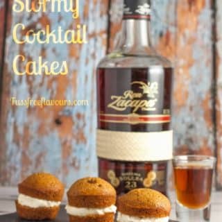 Dark & Stormy Cocktail cakes made with ginger cakes filled with a rum cream