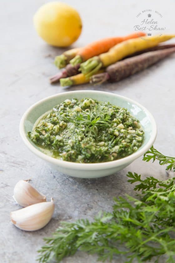 Easy Carrot Top Pesto Helen's Fuss Free Flavours