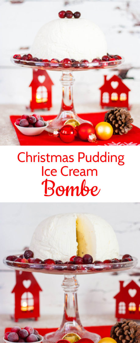 Christmas Pudding Ice Cream Bombe Recipe (No Churn)