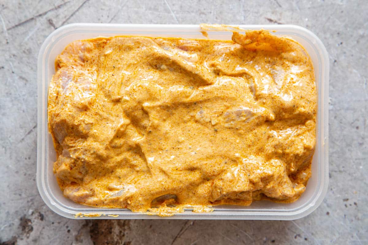 If you pack the marinating chicken into takeaway trays, it takes up less space in the fridge.