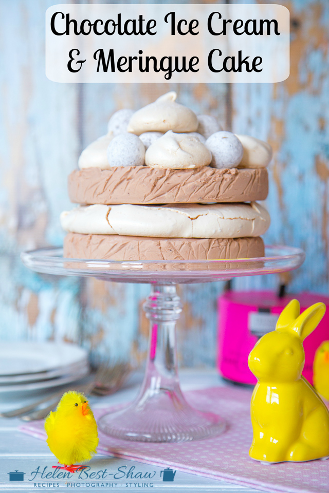 In a twist on a chocolate gateaux this no churn chocolate ice cream and meringue cake is impressive, delicious and incredibly easy to make.