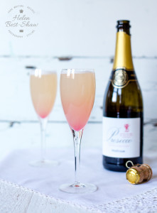 A delicious Rhubarb and orange bellini. A perfect cocktail for summer evenings.