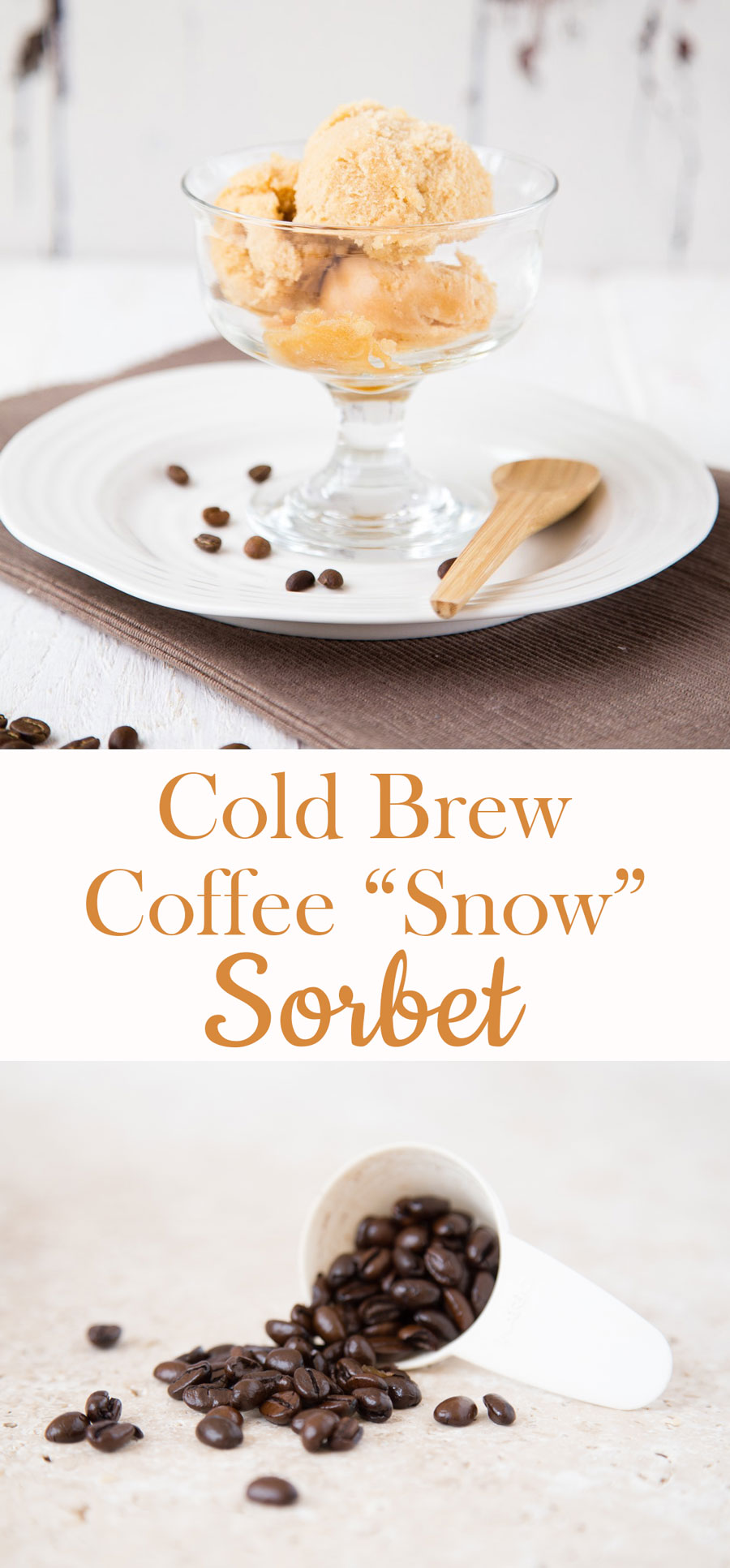 An easy recipe for a light and refreshing coffee & caramel sorbet which has the texture of snow, perfect for the summer months