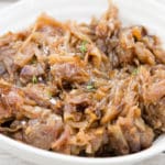 Delicious sticky caramelized onions, golden brown, soft and tempting.