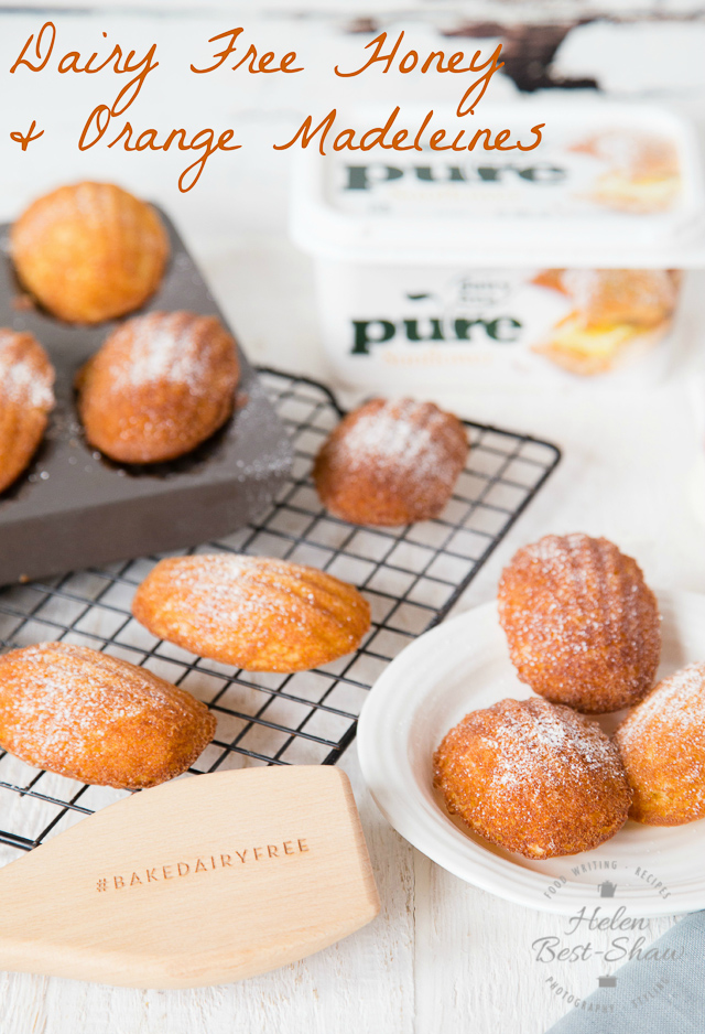 These beautiful little French cakes are astonishingly easy to make and will always impress. This version is dairy free and gently flavoured with orange and honey.