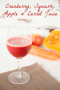 This jewel coloured juice showcases fall fruit and vegetables and with the addition of cranberries is perfect for Thanksgiving