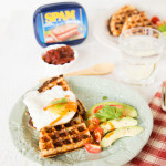 Crispy waffles made wtih leftover mashed potato and SPAM. Delicious for brunch or lunch