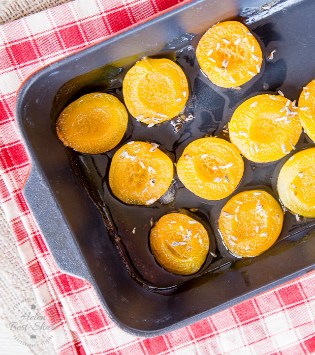 Warm lavender roasted apricots are delicious with ice cream for a quick and easy summer dessert