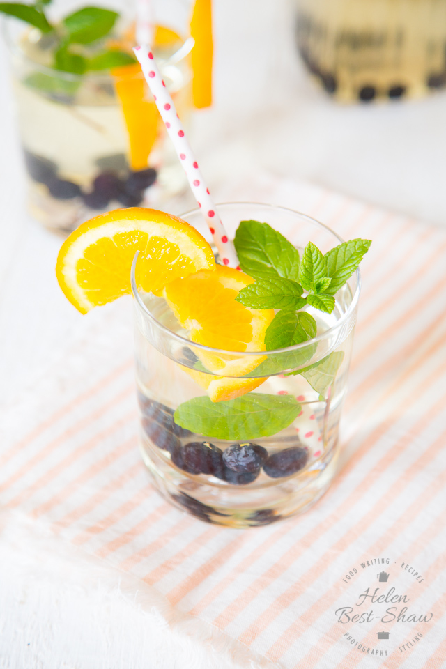 Cold brew tea is a refreshing and less bitter take on iced tea, with no need for added sugar. This thirst quenching version is made with green tea, flavoured with orange, blueberries and mint