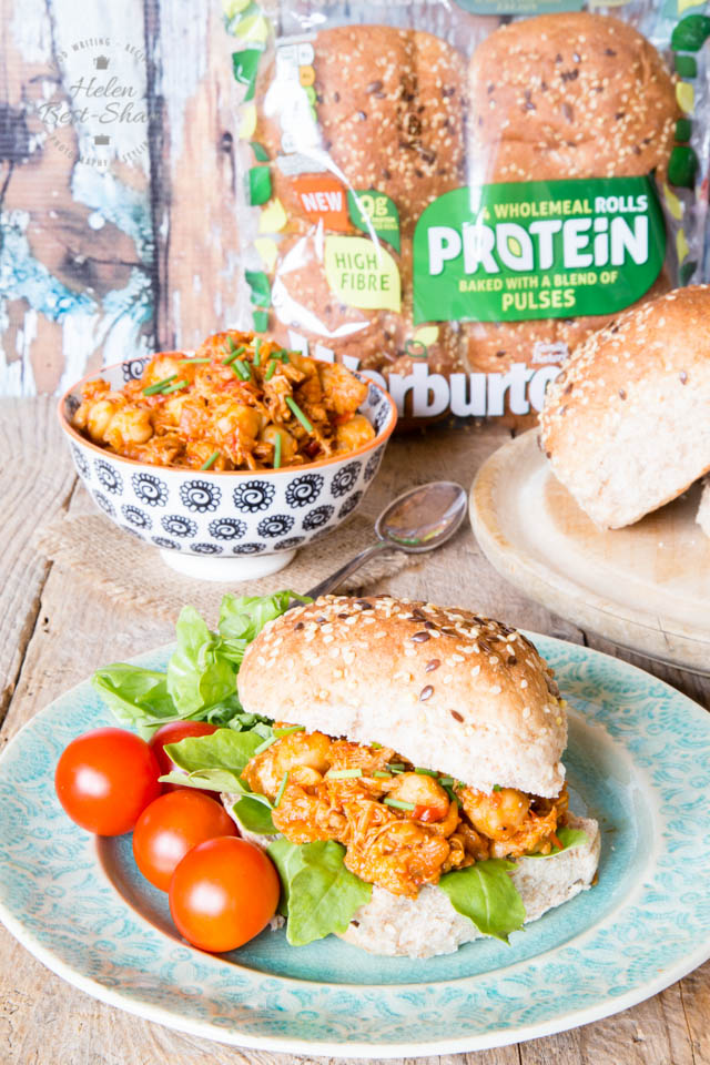 Enjoy these pulled chicken and chickpea sloppy joes as a healthy change from beef.