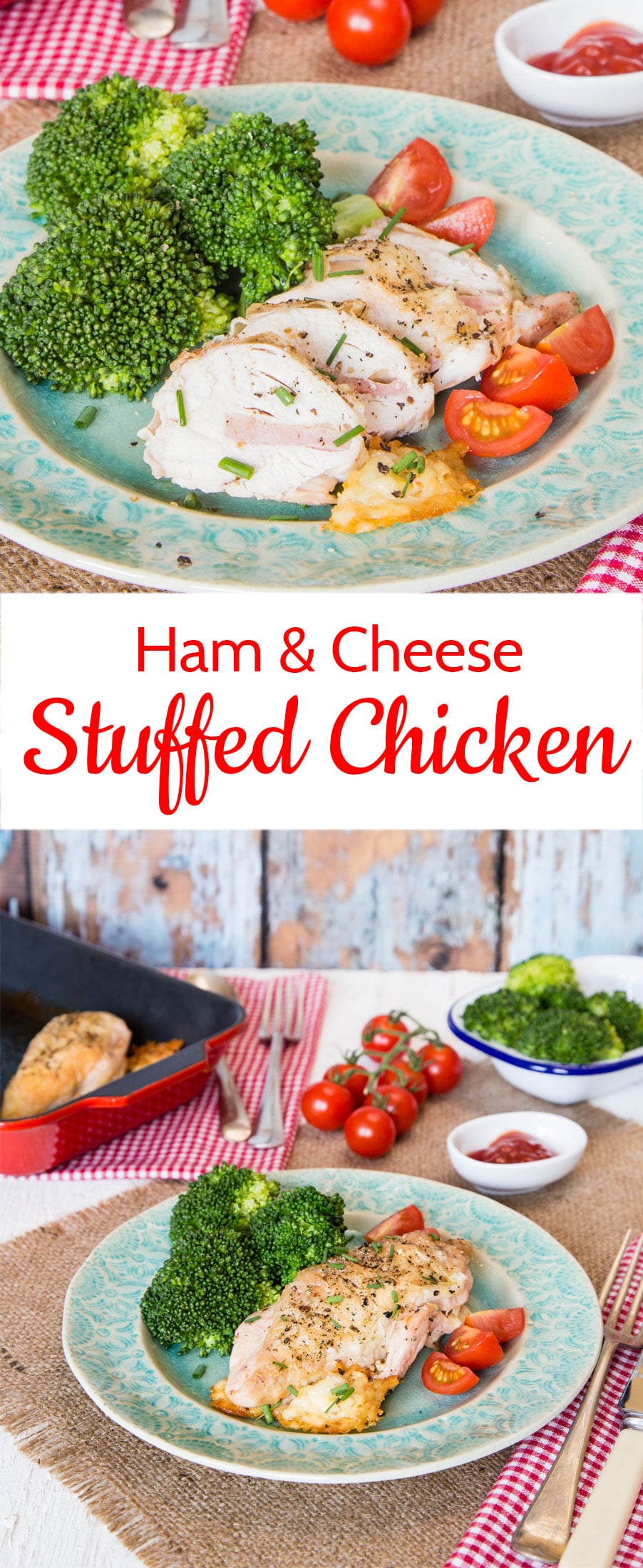 These ham and cheese stuffed chicken breasts are delicious, quick and easy to make and a real treat when you want a tasty meal that's a bit special but with minimum fuss.