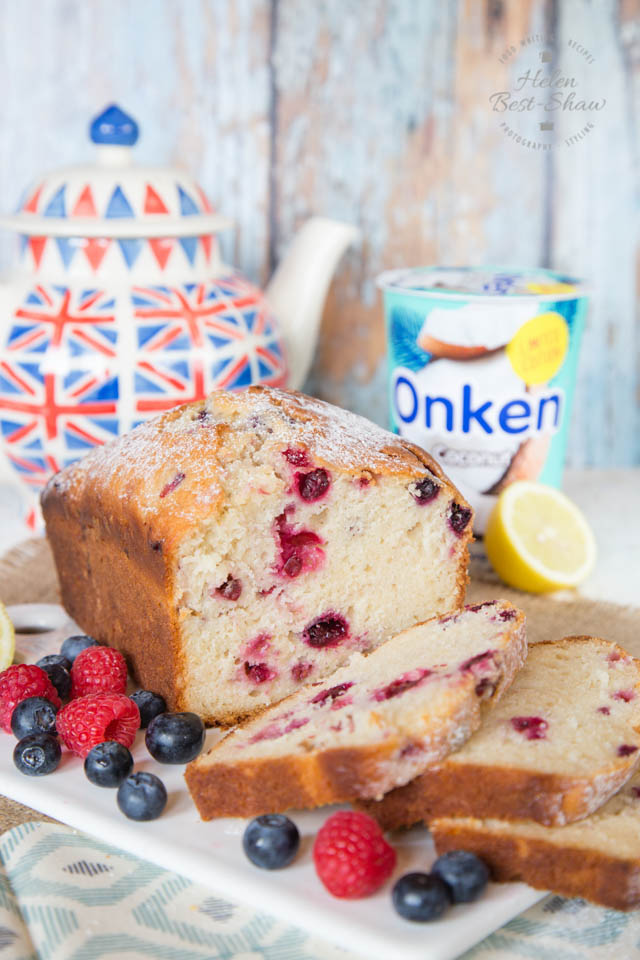 The addition of yogurt makes this berry loaf cake so moist and soft.