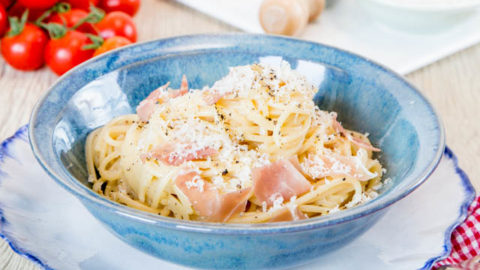Spaghetti Carbonara with Grana Padano & Prosciutto di San Daniele