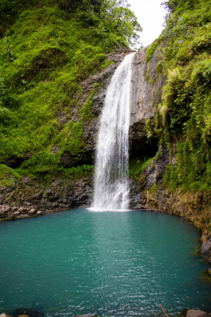 Swimming pool with waterfall in the centre of Tahiti