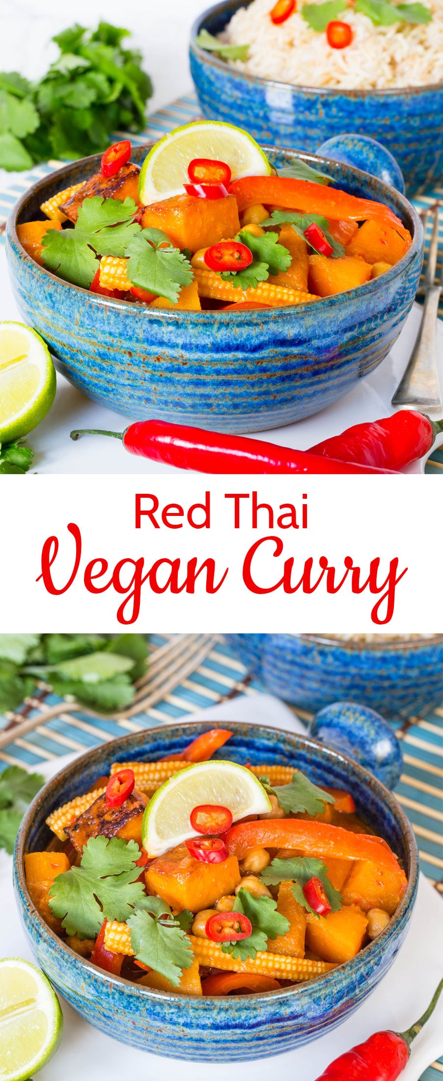 Make your own quick and easy vegan red Thai curry paste and cook this delicious version in next to no time.  Prep ahead cooking at its best. Make as fiery or as mild as you like.