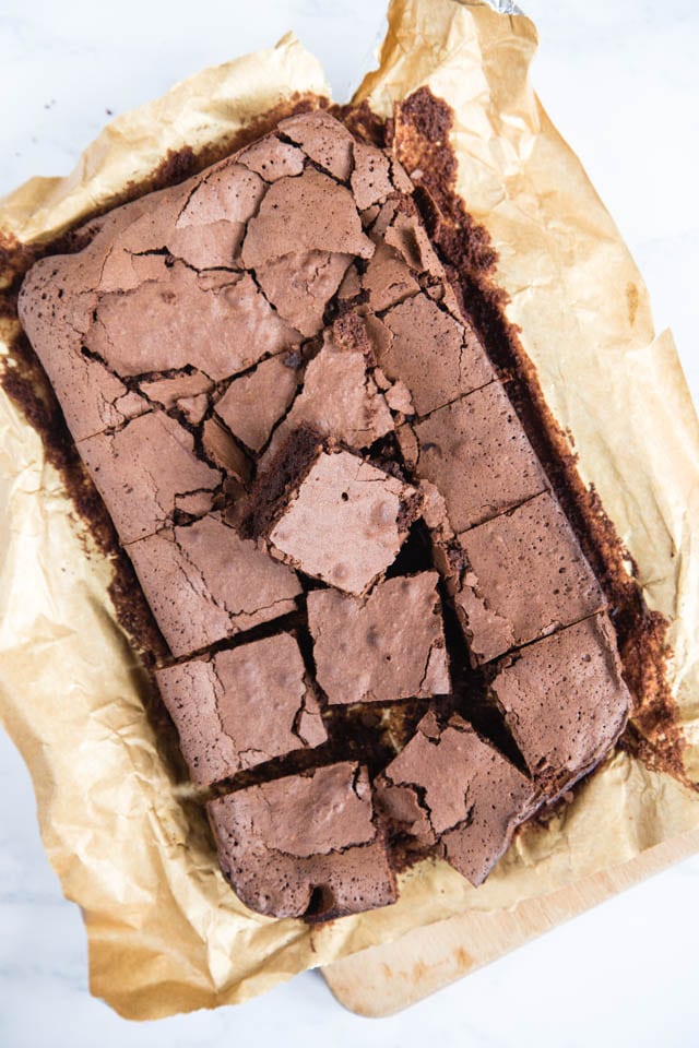 Rich, chocolatey and delicious mayonnaise chocolate brownies straight from the oven