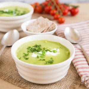This delicious pea and lettuce soup is fat free and very easy to make. Perfect for summer.