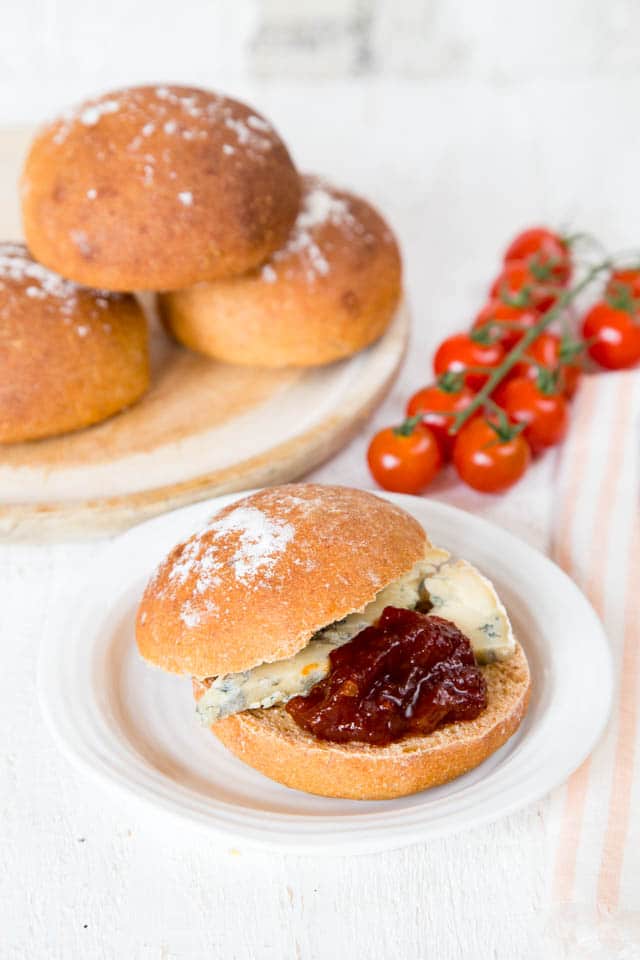 Delicious savoury chutney rolls, perfect for picnics, with blue cheese or a burger.