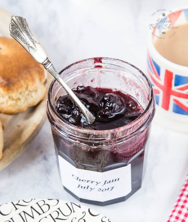 Delicious cherry jam made using the conserve method.