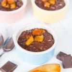 Delicious rich and indulgent chocolate risotto, with caramelized pears