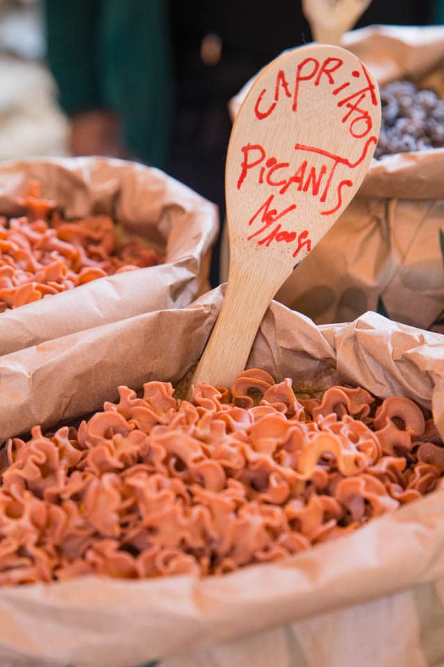 Artisan pasta for sale in the market of Ventalló Catalonia