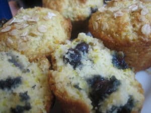 Okara lemon and blueberry muffins