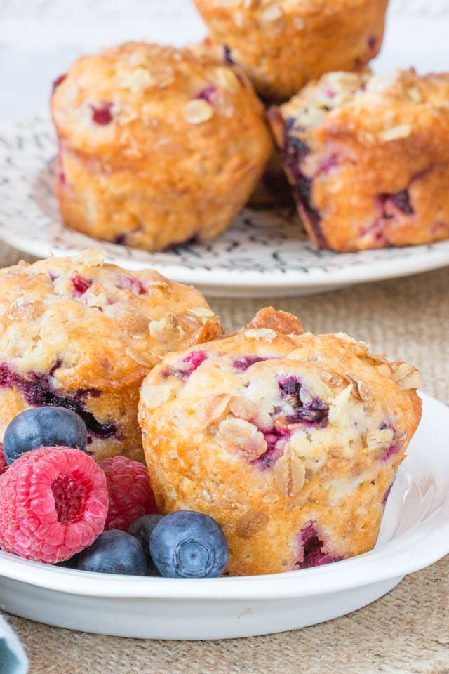 Moreish yogurt muffins; easy to make at any time with frozen berries.