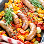 Cooked easy sausage traybake.