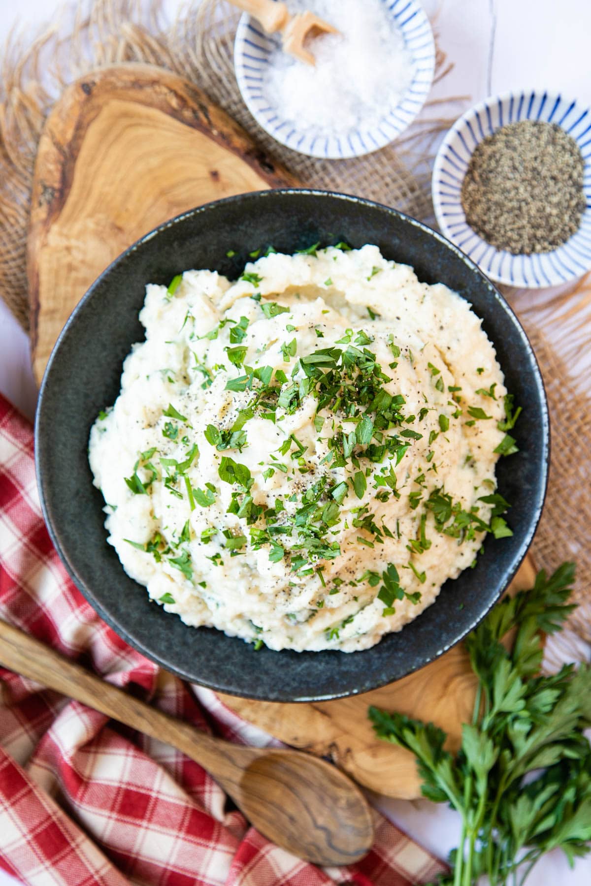 A garnish of parsley is the finishing touch to a dish of celeriac mash