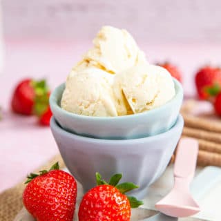 Light and airy no churn vanilla ice cream is delicious all by itself.