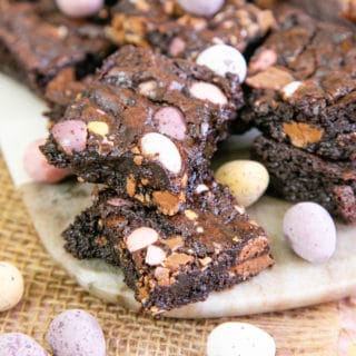 Sumptuous chocolate brownies with a gooey centre and a delicious mini egg crunch