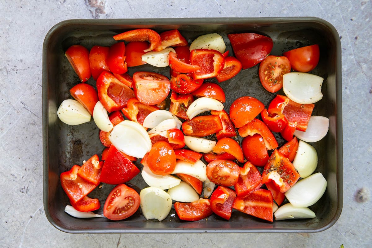 Spread the veg out on the tray to roast. Using two trays is better than crowding them.