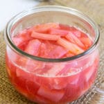 Glass jar of stewed rhubarb