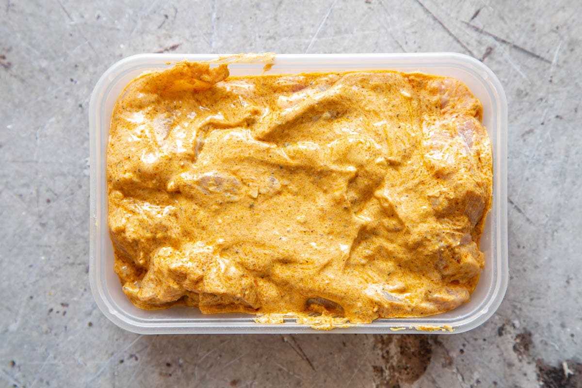 Cover the bowl or pack the chicken into a takeaway tray with a lid and leave it to marinate in the fridge.