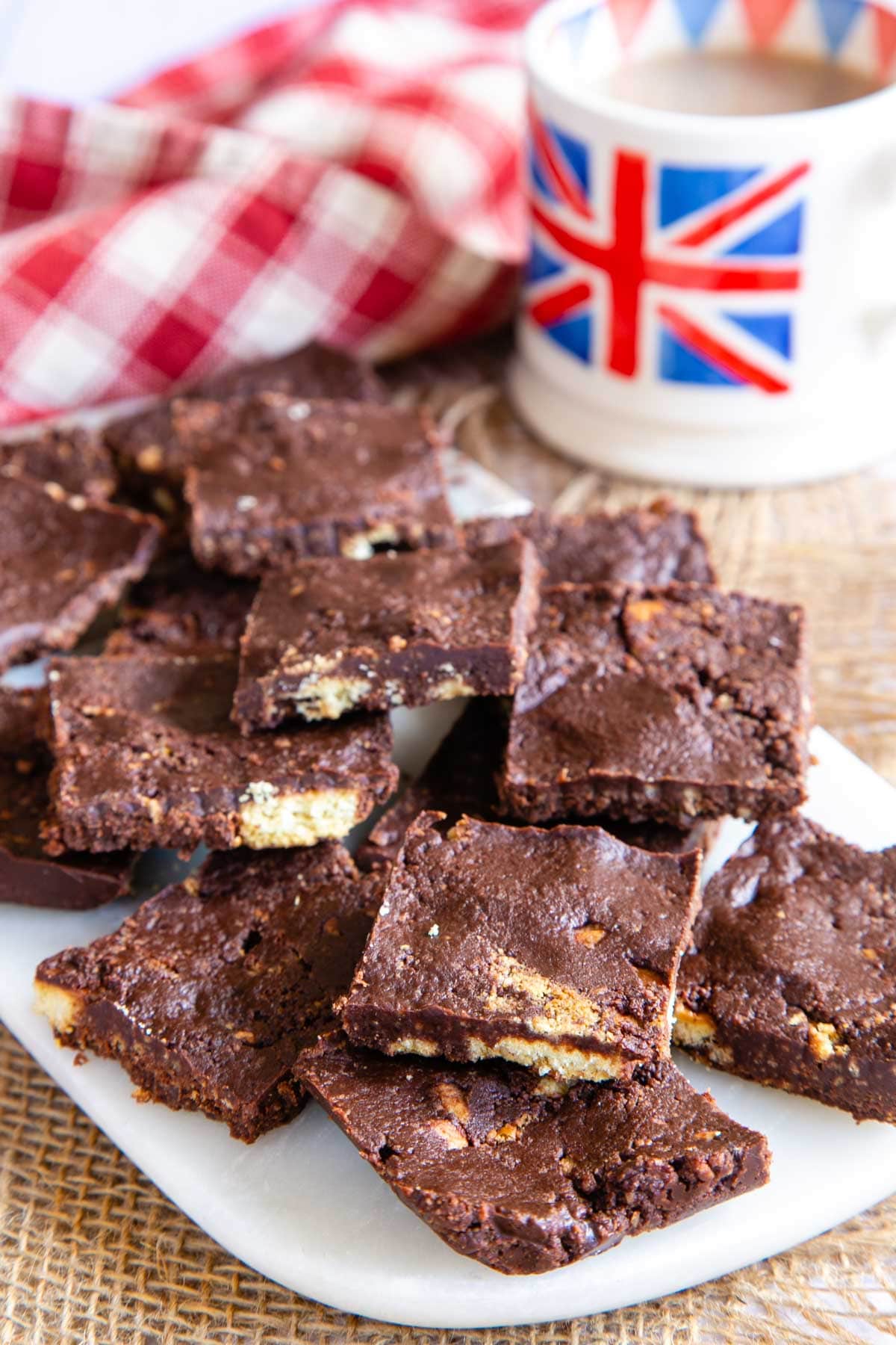 This chocolate tiffin recipe is perfect for teatime treats, so serve it with a mug of your favourite tea!