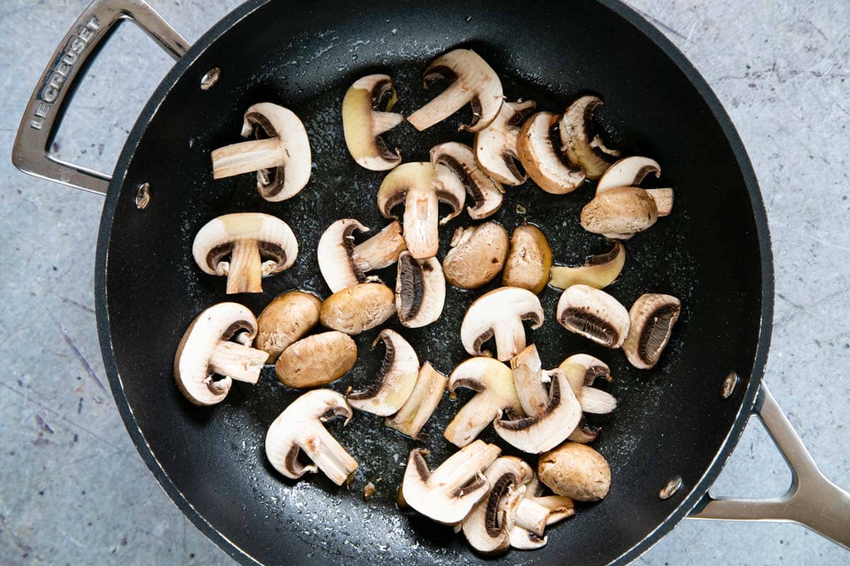 Spread the mushrooms out in one layer to cook.