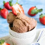 Light and lovely Nutella ice cream with strawberries.