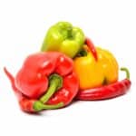 selection of chilli peppers on a white background