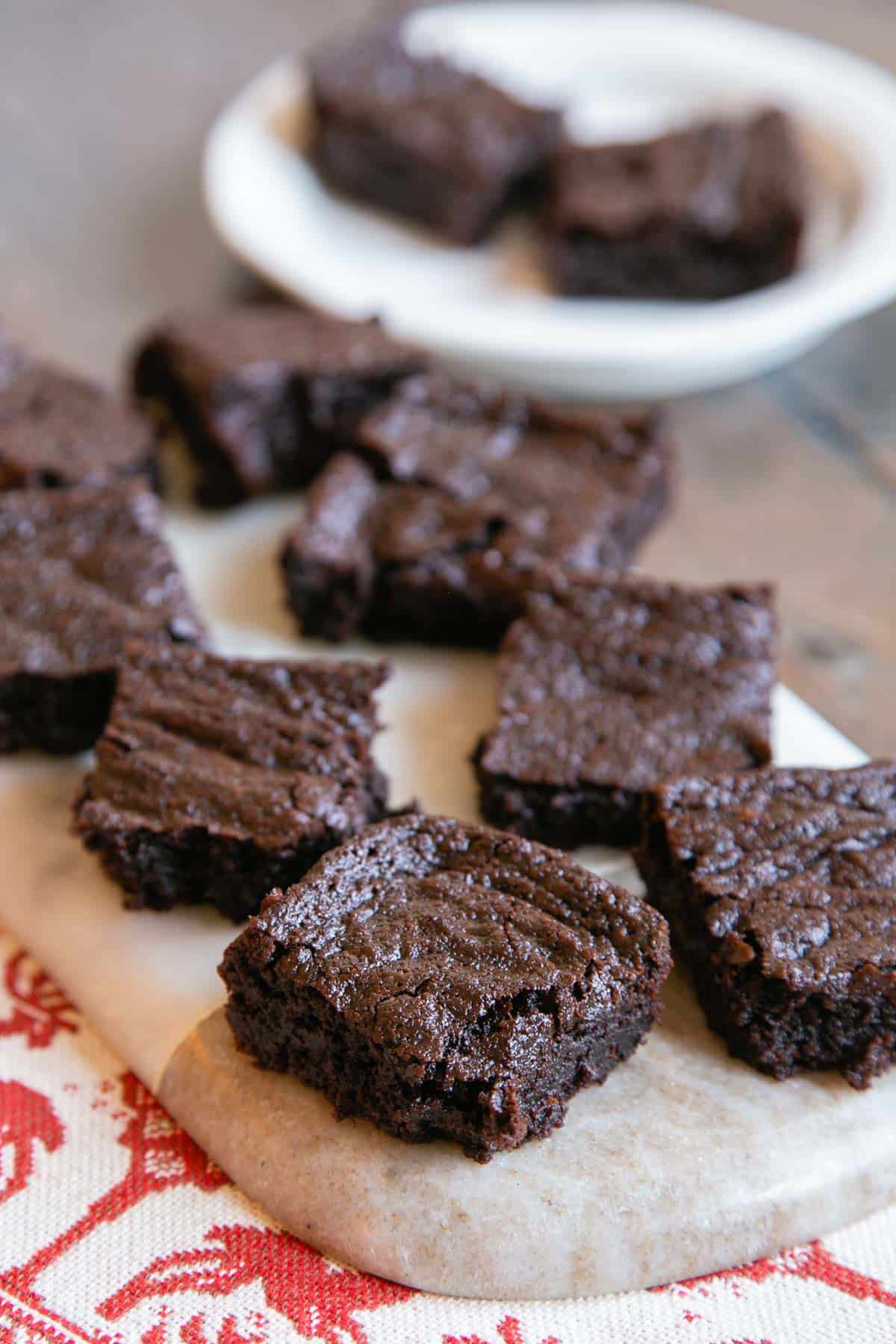A tray of deep, dark and delicious mincemeat brownies - it won't be there for long!t.