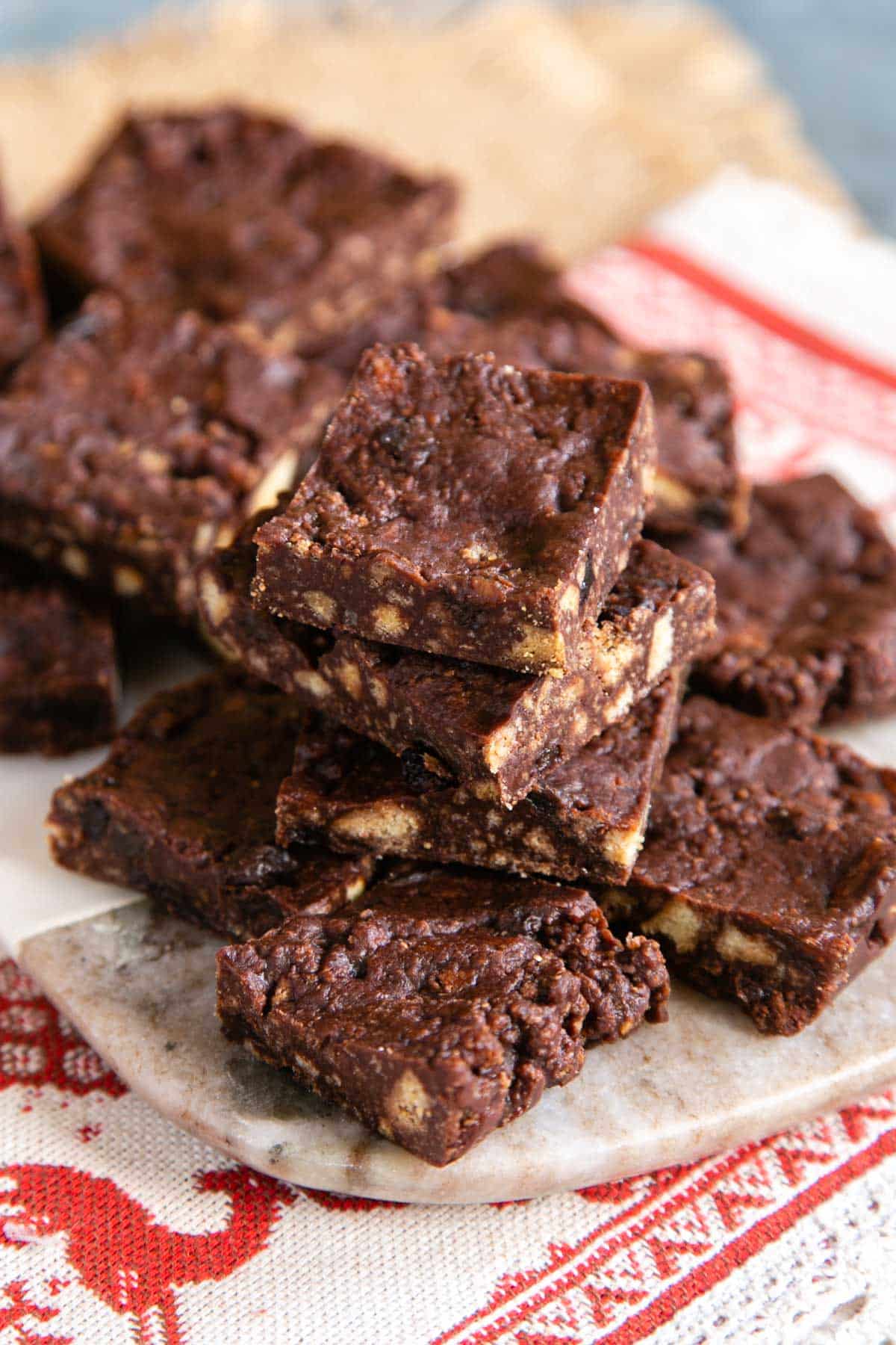 Delicious slices of chocolatey mincemeat tiffin