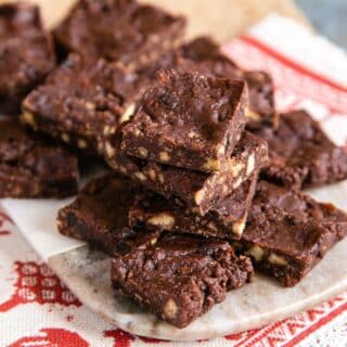 Delicious slices of chocolate mincemeat tiffin