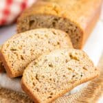 Deliciously golden slices of banana bread.