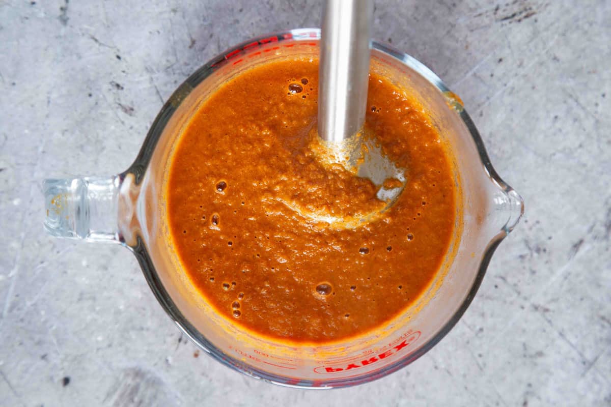 Blending the sauce with a stick blender is easy and keeps mess to a minimum.